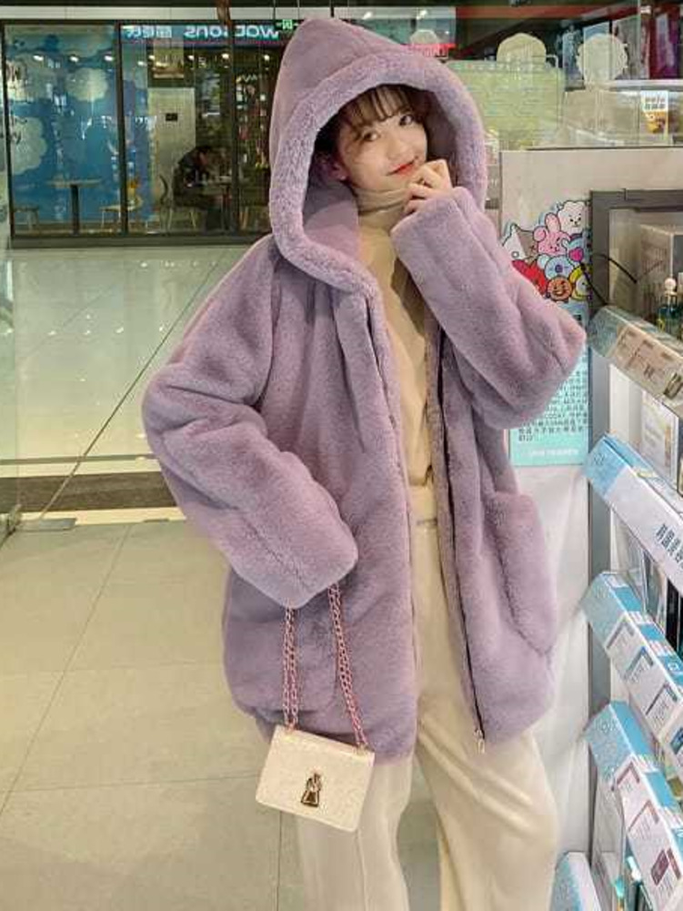 Street Fashion Hong Kong - Cappotto di agnello ispessito dolce oversize