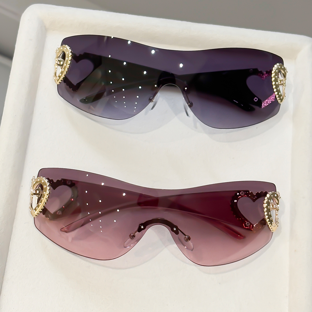 Street Fashion Glasses - 2 occhiali Y2K senza montatura integrati,