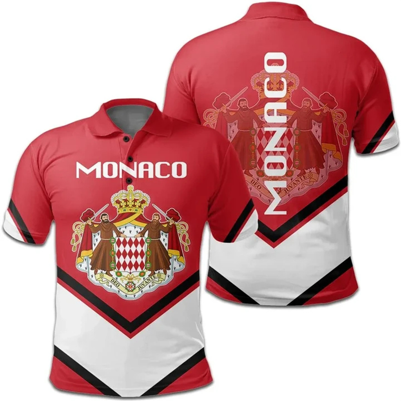 Street Fashion Monaco - Moda 3d stampa Monaco bandiera Polo