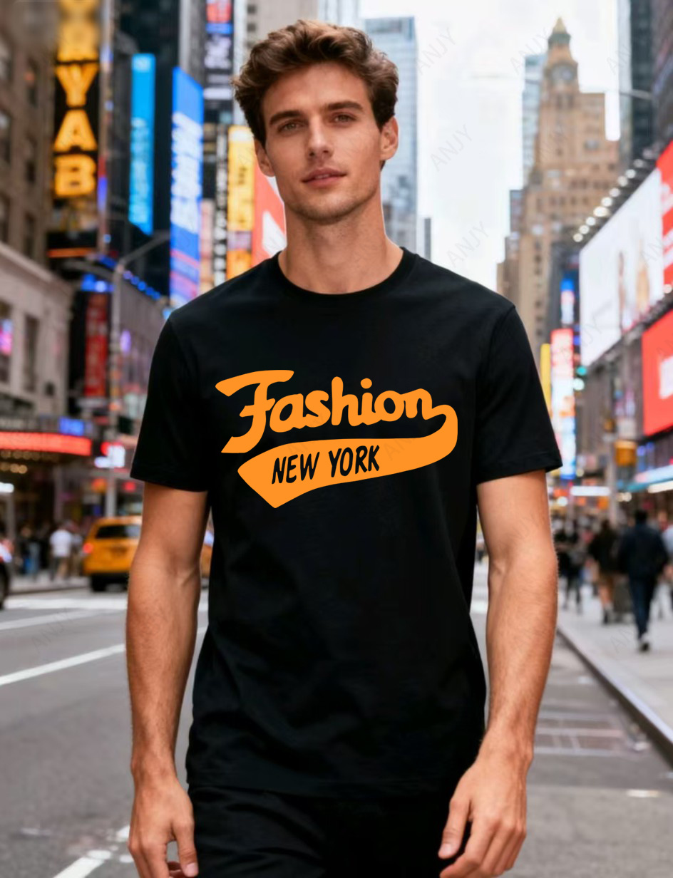 Street Fashion In New York - T-shirt con stampa di lettere in