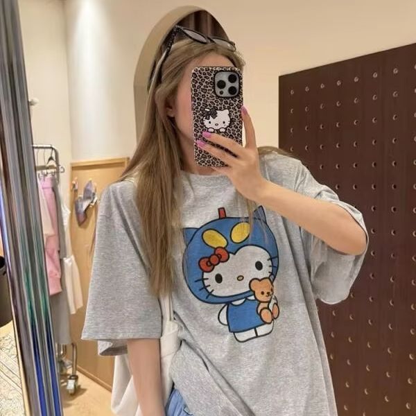 Street Fashion Designer - T-shirt stampata Hello Kitty a maniche